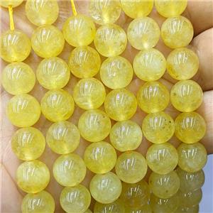 Sponge Jade Beads Yellow Dye Smooth Round, approx 8mm dia