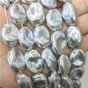 Baroque Style Pearlized Shell Beads Freeform Graysilver, approx 18-24mm