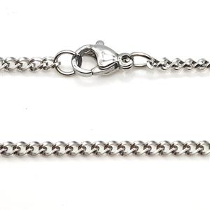 Raw Stainless Steel Necklace Chain, approx 2.4mm, 60cm length