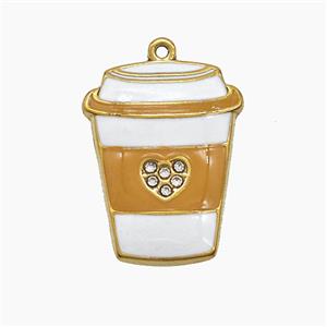 Stainless Steel Cup Pendant Pave Rhinestone Enamel Gold Plated, approx 18-24mm