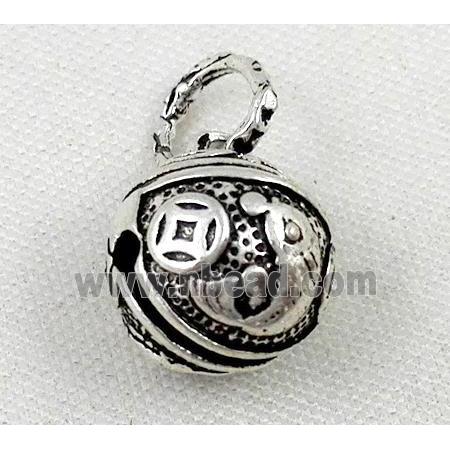 Thailand Sterling Silver pendant, bell, antique silve