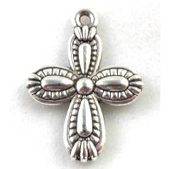 Tibetan Silver cross pendants, Zn Alloy