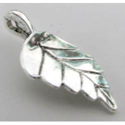 Tibetan Silver leaf pendant, lead free and nickel free