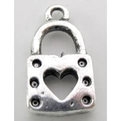 Tibetan Silver heart lock pendant, lead free and nickel free