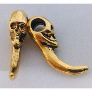 Skull charm, Tibetan Silver pendant, antique gold lead and nickel free