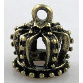 crown, tibetan silver pendant, lead free and nickel free, antique bronze