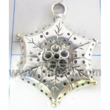 Tibetan Silver flower pendant, lead free and nickel free