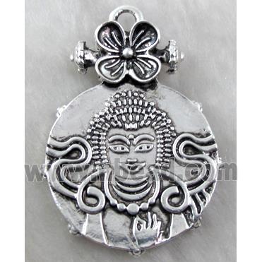 Tibetan Silver buddha pendant, lead free and nickel free