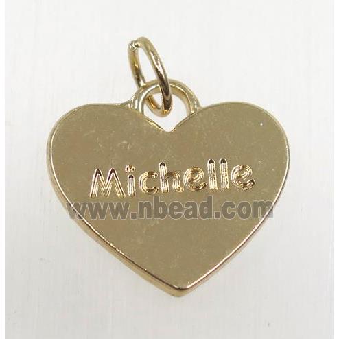 tibetan silver heart pendant, non-nickel, gold plated