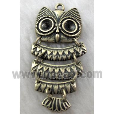 owl charm, Tibetan Silver bird pendants, antique bronze, Non-Nickel