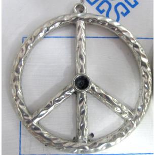 Tibetan Silver peace sign pendant, lead free and nickel free