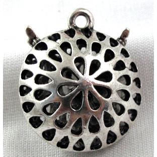 Hollow Tibetan Silver owl pendant, lead free and nickel free
