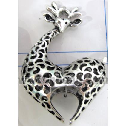 Hollow Tibetan Silver giraffe pendant, lead free and nickel free