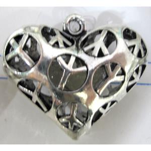 Hollow Tibetan Silver heart pendant, lead free and nickel free