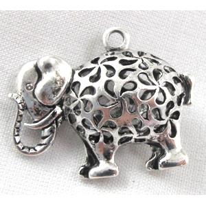 Hollow Tibetan Silver elephant pendant, lead free and nickel free