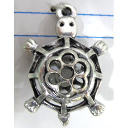 Hollow Tibetan Silver tortoise pendant, lead free and nickel free