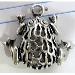 Hollow Tibetan Silver frog pendant, lead free and nickel free