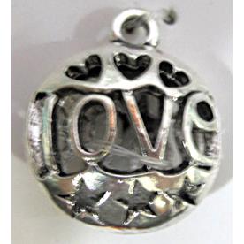 Hollow Tibetan Silver love pendant, lead free and nickel free