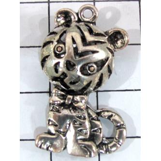 Hollow Tibetan Silver tiger pendant, lead free and nickel free