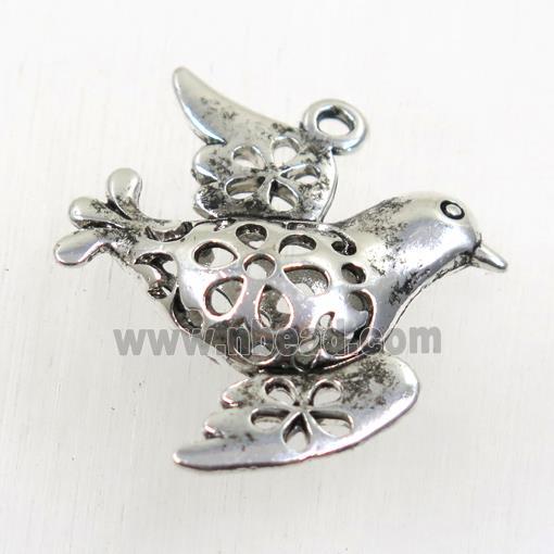Hollow Tibetan Silver bird pendant, lead free and nickel free