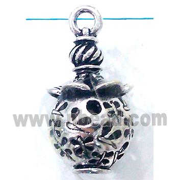 Hollow Tibetan Silver pendant, lead free and nickel free