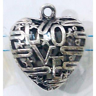 Hollow Tibetan Silver heart pendant, lead free and nickel free