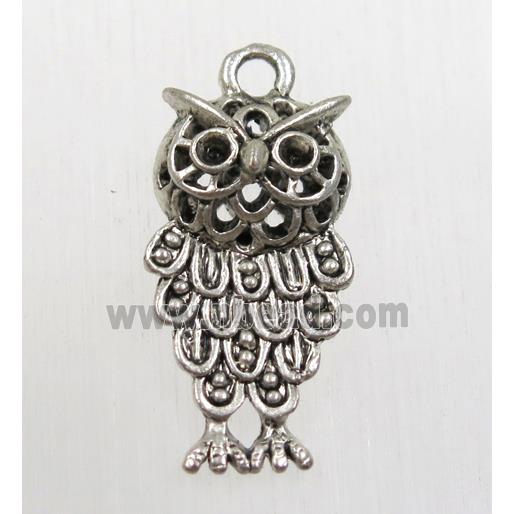 tibetan silver owl pendant, non-nickel