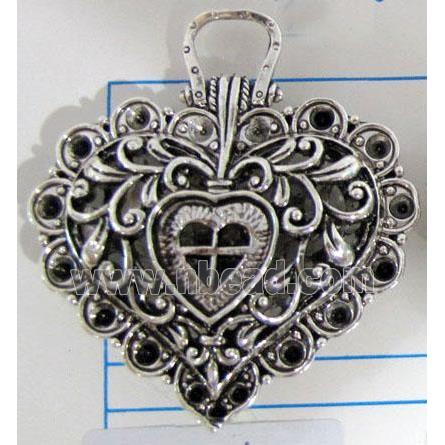 Hollow Tibetan Silver pendant, lead free and nickel free