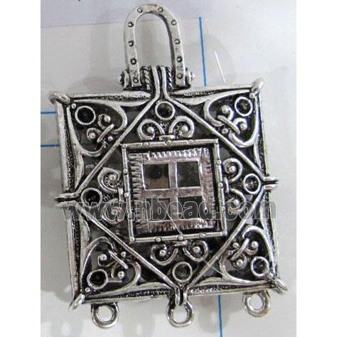 Hollow Tibetan Silver pendant, lead free and nickel free