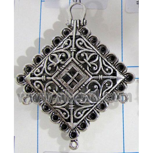 Hollow Tibetan Silver pendant, lead free and nickel free