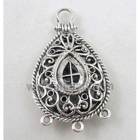 Hollow Tibetan Silver pendant, lead free and nickel free