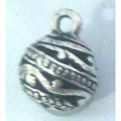 Round tibetan silver pendant, lead free and nickel free