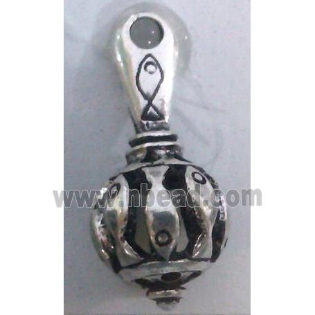 Tibetan Silver pendant, hollow, lead free and nickel free