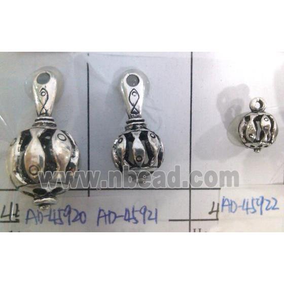 Tibetan Silver pendant, hollow, lead free and nickel free