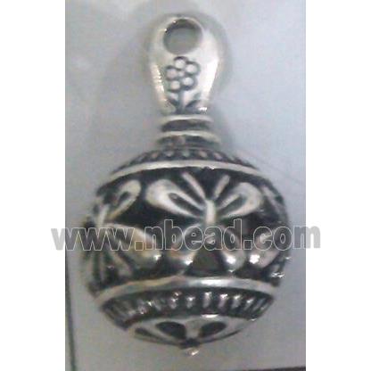 Tibetan Silver pendant, hollow, lead free and nickel free