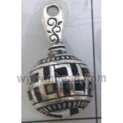 hollow Tibetan Silver pendant, lead free and nickel free