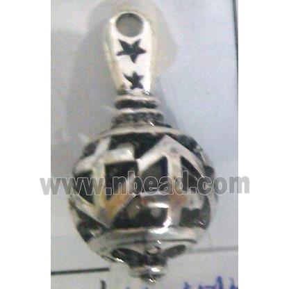 Tibetan Silver hollow pendant, lead free and nickel free