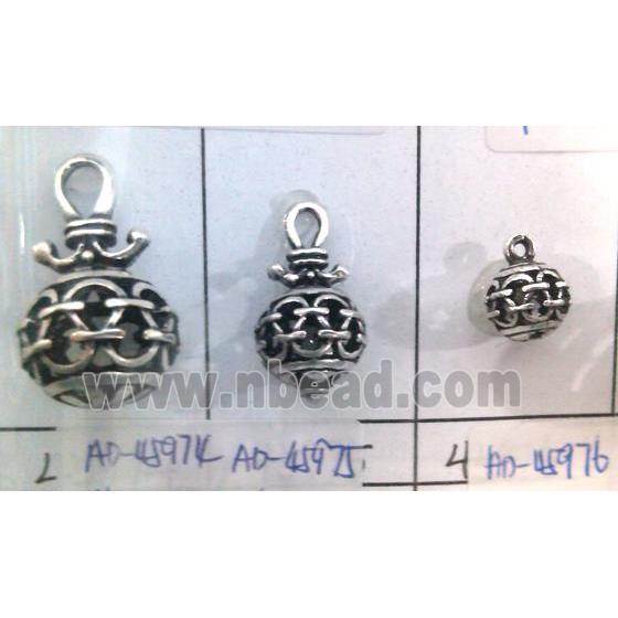 Tibetan Silver hollow pendant, lead free and nickel free