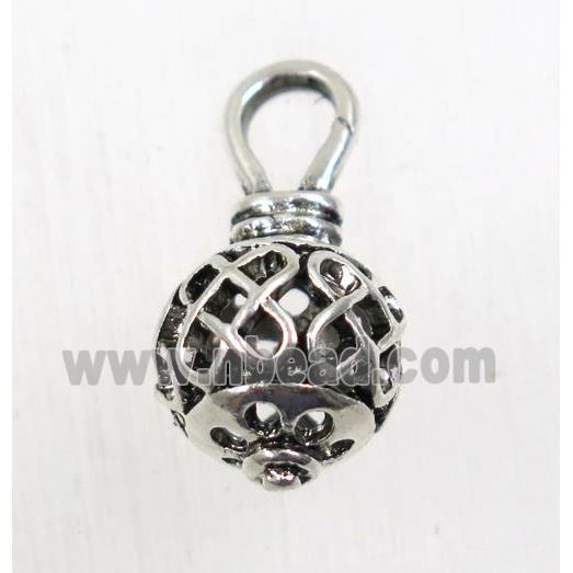 Tibetan Silver hollow pendant, lead free and nickel free