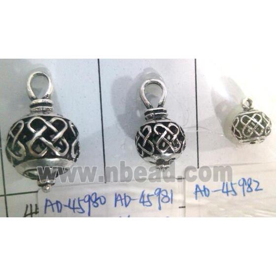 Tibetan Silver hollow pendant, lead free and nickel free