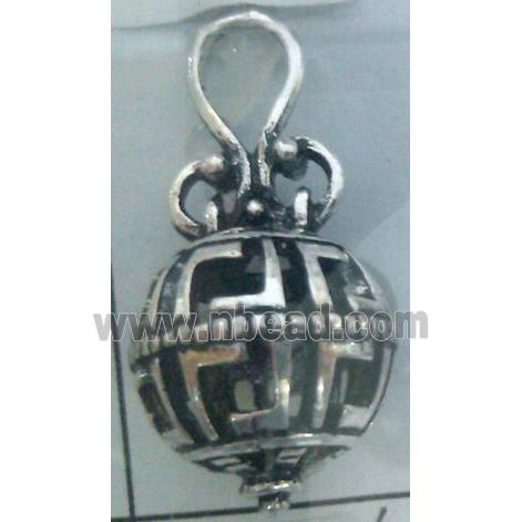 hollow Tibetan Silver pendant, lead free and nickel free