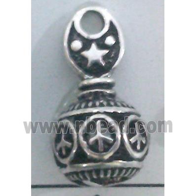 hollow Tibetan Silver Pendant, lead free and nickel free