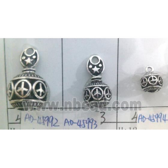 hollow Tibetan Silver Pendant, lead free and nickel free