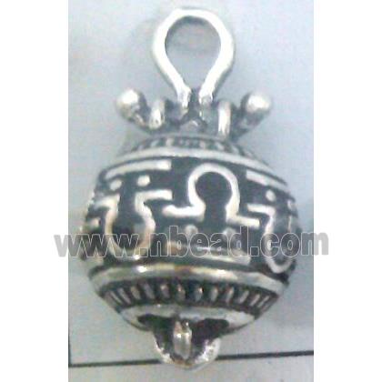 hollow Tibetan Silver Pendant, lead free and nickel free