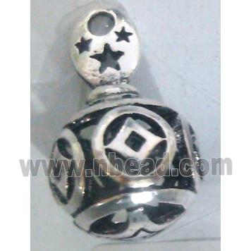 hollow Tibetan Silver Pendant, lead free and nickel free