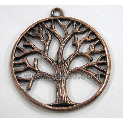 tibetan silver pendant, tree of life, non-nickel, antique red copper