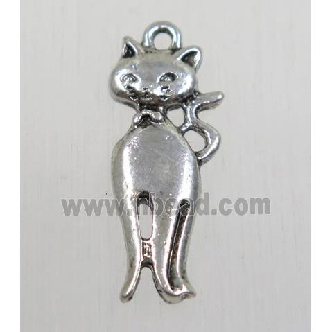 tibetan silver cat pendant, non-nickel