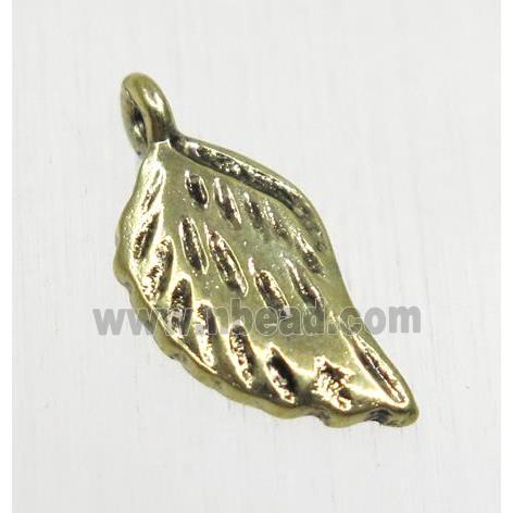 tibetan silver leaf pendant, non-nickel, bronze