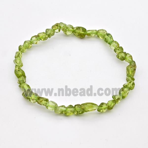 Natural Peridot Bracelet Freeform Stretchy