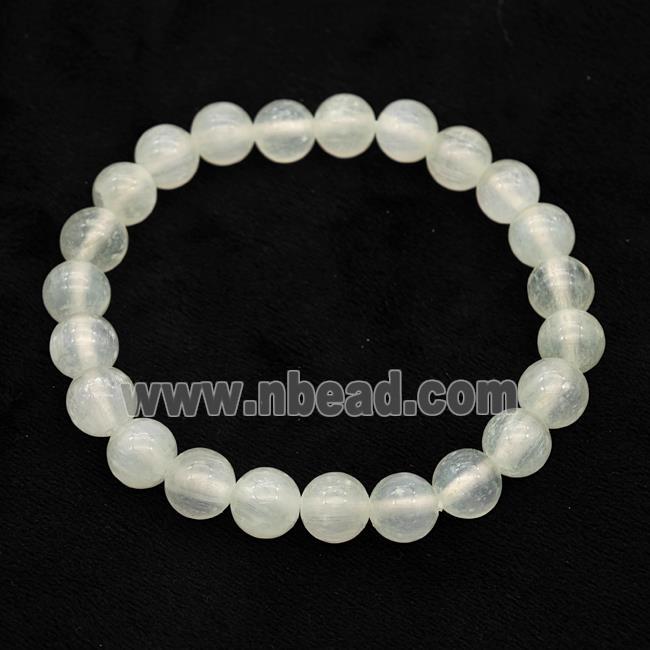 White Selenite Bracelet Stretchy Round